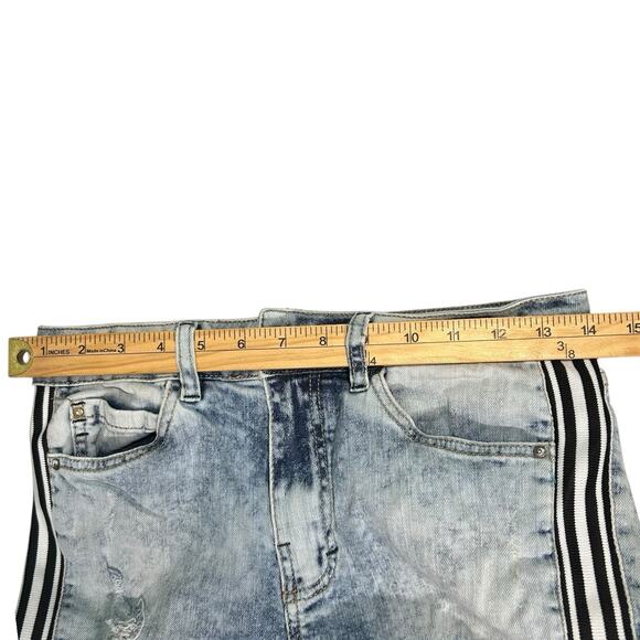 Claudia Rabelo Jeans Womens 28 Acid Distressed Straight Leg Denim Side Stripes - Picture 10 of 15